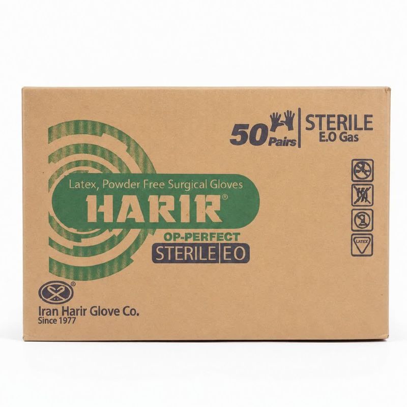 دستکش جراحی غیر پودری حریر کد 01 سایز بزرگ (l) سه بسته 50 عددی